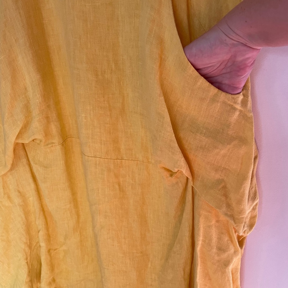 VIVIAN SHYU linen balloon dress. Yellow Sleeveless Dress - Picture 6 of 6